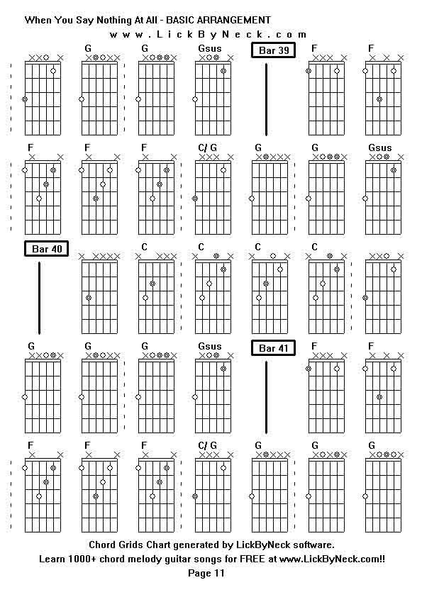 Chord Grids Chart of chord melody fingerstyle guitar song-When You Say Nothing At All - BASIC ARRANGEMENT,generated by LickByNeck software.